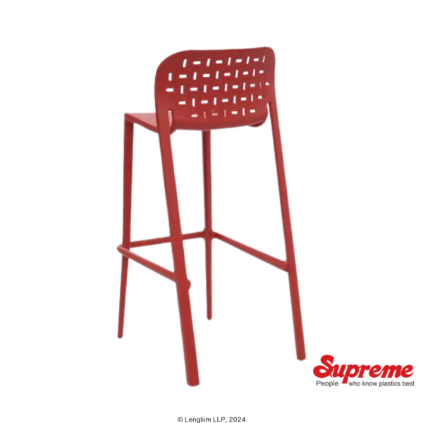 Supreme Furniture Pub High Chair (Coke Red) Back Angle View