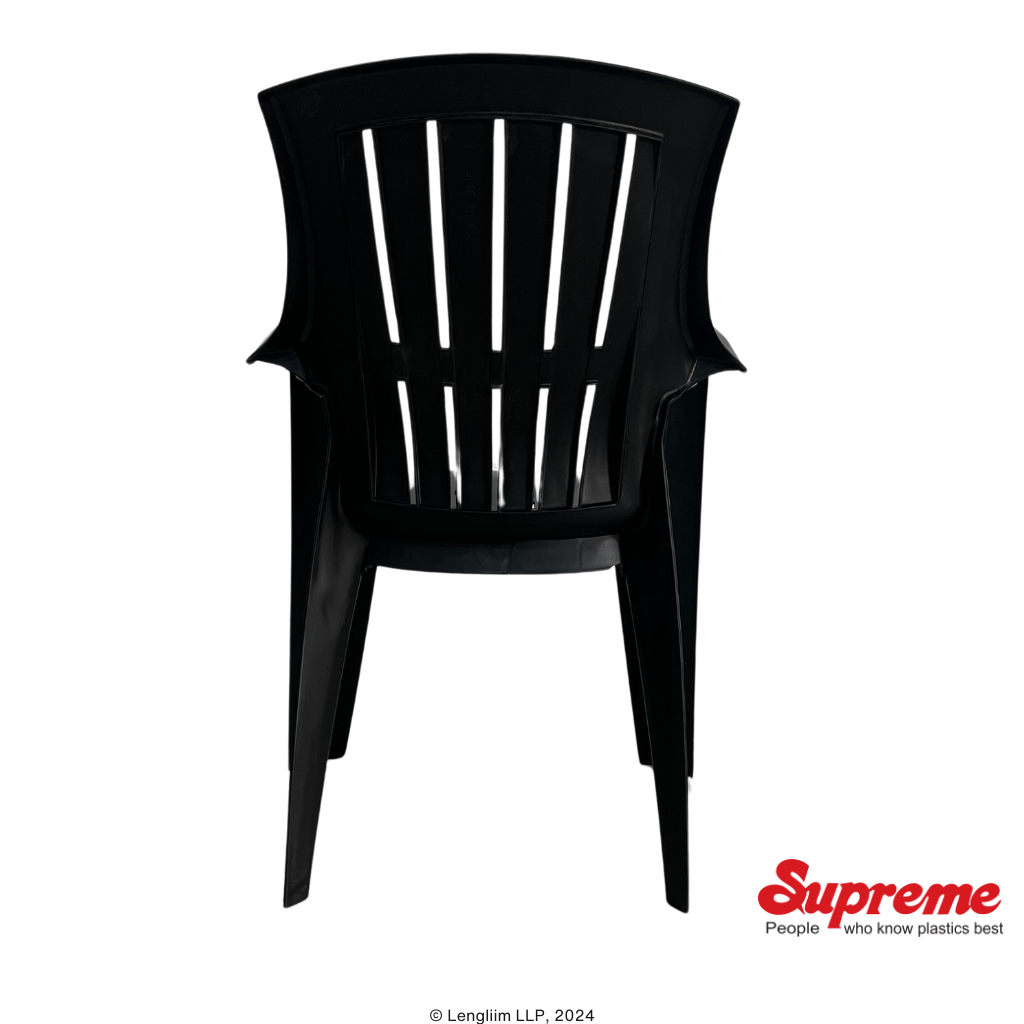 Supreme Furniture Turbo Plastic Chair (Black) Back View