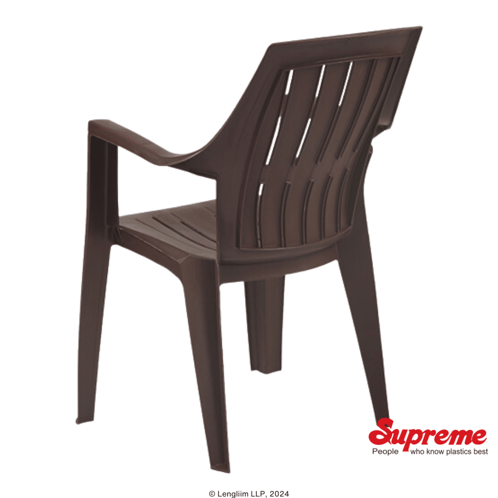 Supreme Furniture Turbo Plastic Chair (Globus Brown) Company Back Angle View