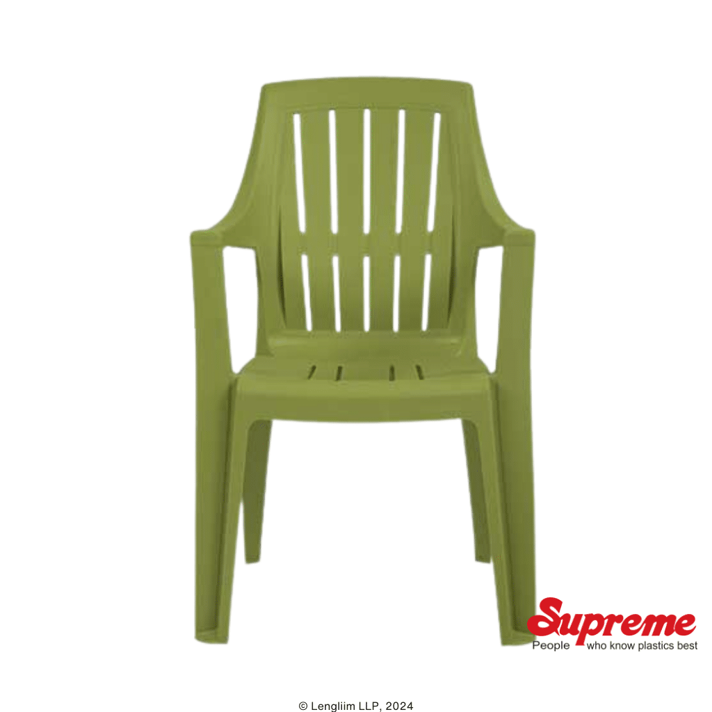 Supreme Furniture Turbo Plastic Chair (Mehendi Green) Company Front View