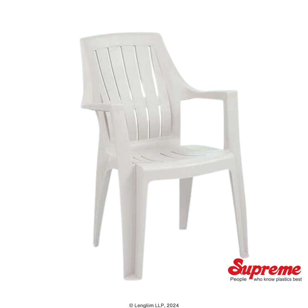 Supreme Furniture Turbo Plastic Chair (Milky White) Company Front Angle View