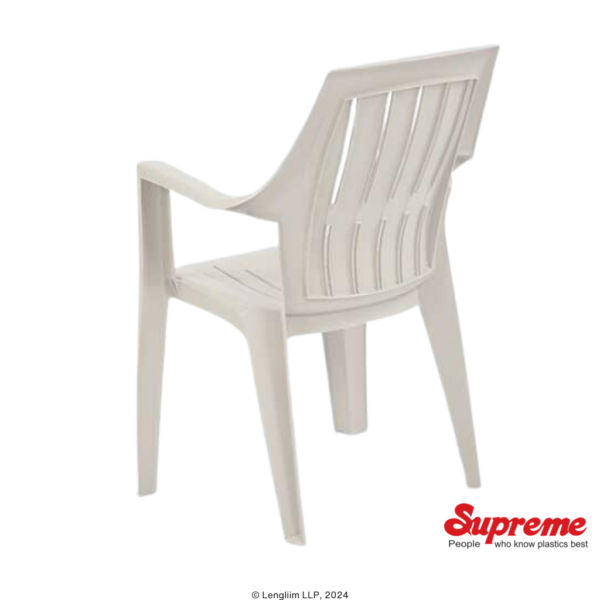 Supreme Furniture Turbo Plastic Chair (Milky White) Company Back Angle View