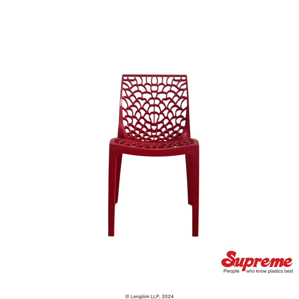 Supreme Furniture Web Plastic Chair (Coke Red) Front View