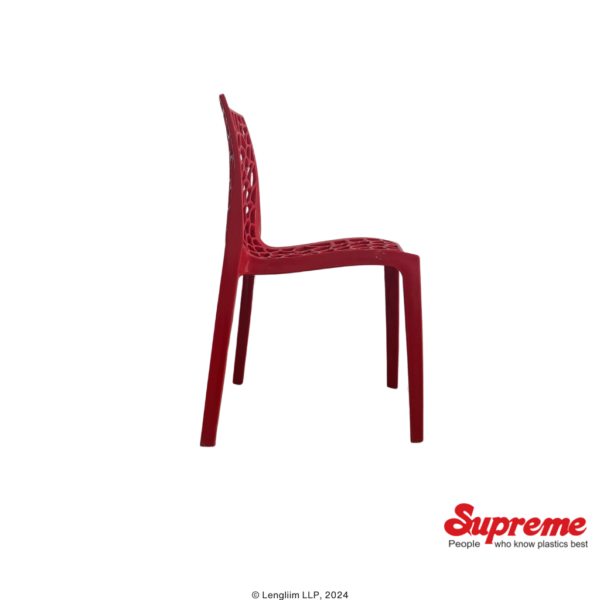 Supreme Furniture Web Plastic Chair (Coke Red) Side View