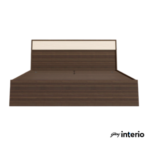 Godrej Interio Casablanca King Size Bed (Half Hydraulic Storage, Dark Walnut) Front View