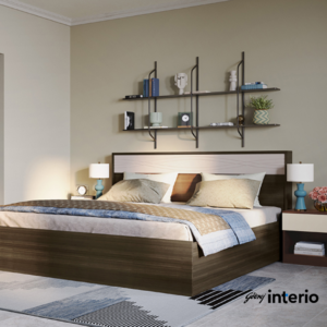 Godrej Interio Casablanca King Size Bed (Half Hydraulic Storage, Dark Walnut) Marketing View