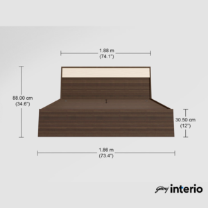 Godrej Interio Casablanca King Size Bed (Half Hydraulic Storage, Dark Walnut) Dimensions B