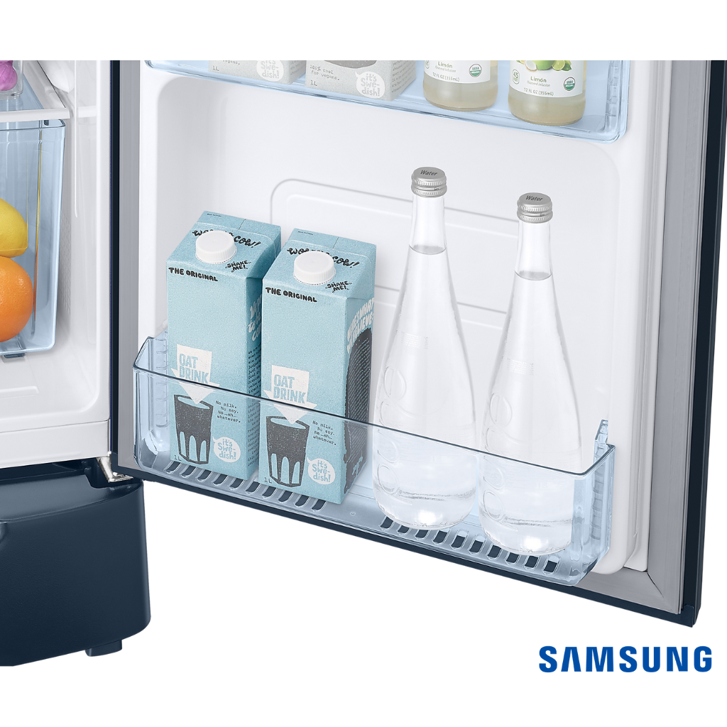 Samsung 183 Liters 2 Star Single Door Fridge with Base Stand Drawer (Blooming Saffron Blue, RR20C2712U8) Bottom Bottle Guard