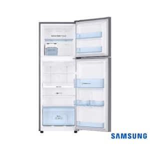 Samsung 236 Liters Convertible Freezer Double Door Fridge (Elegant Inox, RT28C3732S8) Front View with Doors Open