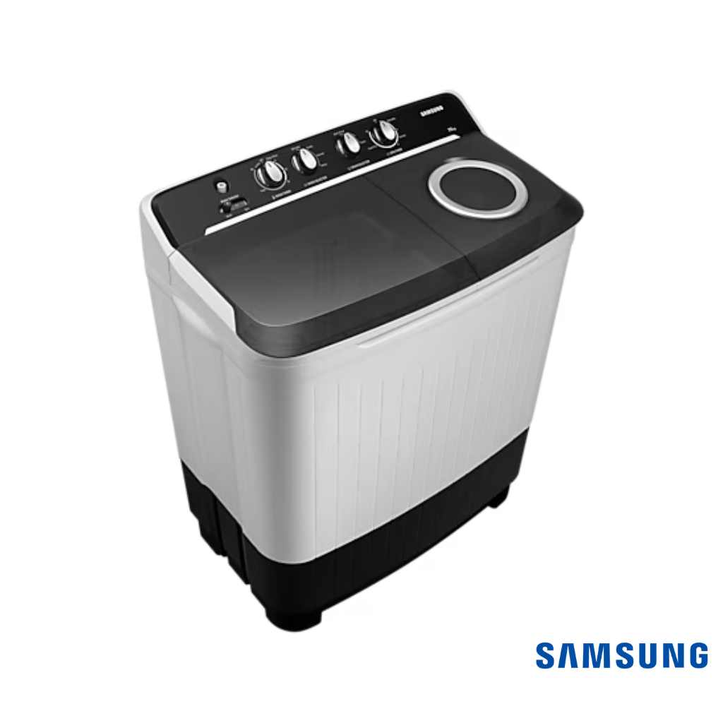 Samsung 10.5 Kg Semi Automatic Washing Machine with Hexa Pulsator (WT10C4260GG, Dark Gray) Front Angle Top View with Wash