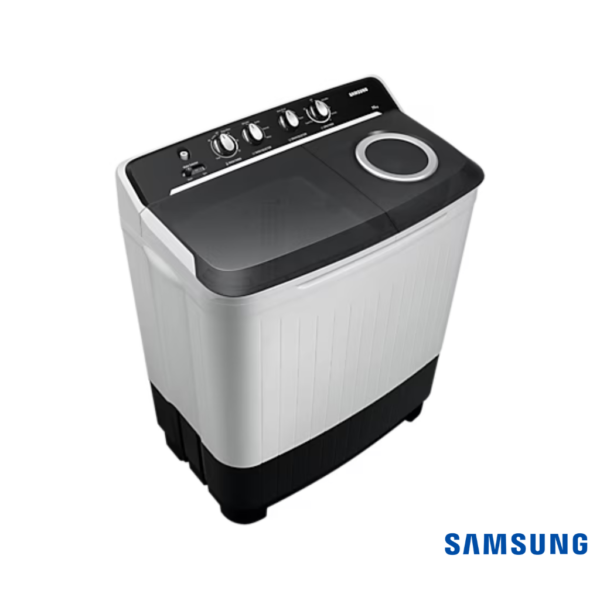 Samsung 7.5 Kg Semi-Automatic Washing Machine (Gray Lid with Gray Base, WT75B3200GG) Front Angle Top View