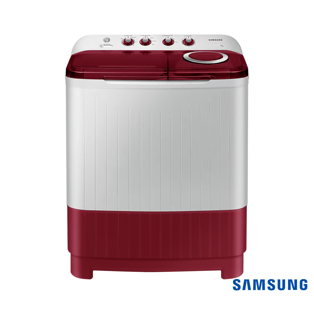Samsung 8 Kg Semi Automatic Washing Machine with Hexa Storm Pulsator (WT80C4000RR, Wine Red) Front View