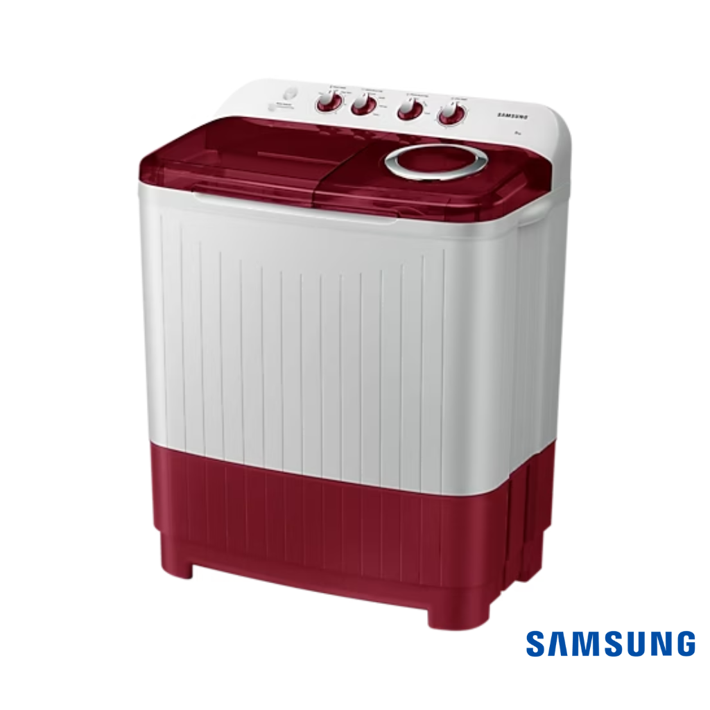 Samsung 8 Kg Semi Automatic Washing Machine with Hexa Storm Pulsator (WT80C4000RR, Wine Red) Front Angle View