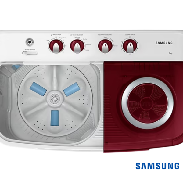 Samsung 8 Kg Semi Automatic Washing Machine with Hexa Storm Pulsator (WT80C4000RR, Wine Red) Top View