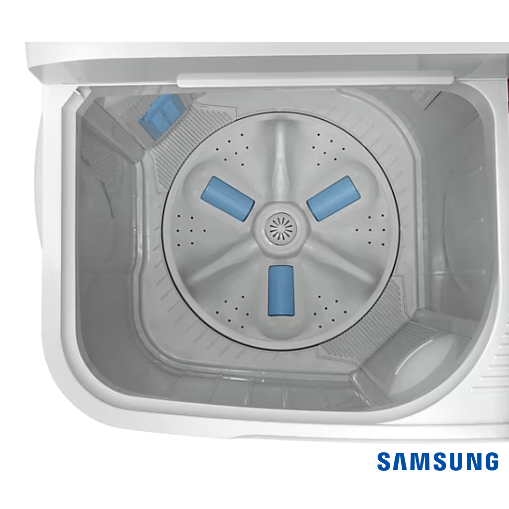Samsung 8 Kg Semi Automatic Washing Machine with Hexa Storm Pulsator (WT80C4000RR, Wine Red) Wash Tub View
