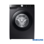 8.0 kg Ecobubble™ Front Load Washing Machine with AI Control, Hygiene Steam & SmartThings Connectivity (Black Caviar, WW80T504DAB) Front View