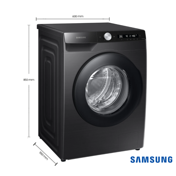 8.0 kg Ecobubble™ Front Load Washing Machine with AI Control, Hygiene Steam & SmartThings Connectivity (Black Caviar, WW80T504DAB) Dimensions