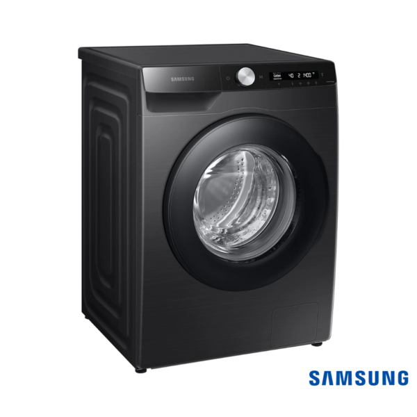 8.0 kg Ecobubble™ Front Load Washing Machine with AI Control, Hygiene Steam & SmartThings Connectivity (Black Caviar, WW80T504DAB) Front Angle View