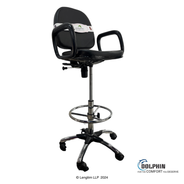 Dolphin DF 149 Counter & Bar Revolving Chair with Wheels Front Angle View Seat High