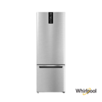 Whirlpool 325 Liters 3 Star Bottom Mount Double Door Fridge (Omega Steel, 21377) Front View