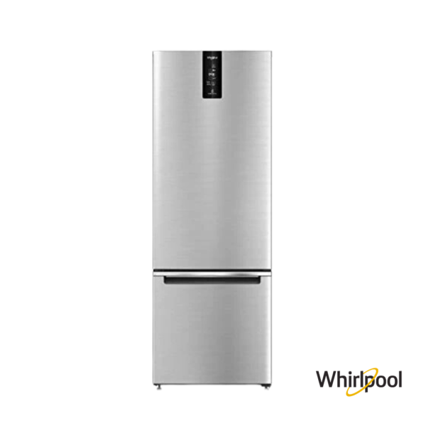 Whirlpool 325 Liters 3 Star Bottom Mount Double Door Fridge (Omega Steel, 21377) Front View