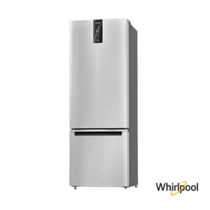 Whirlpool 325 Liters 3 Star Bottom Mount Double Door Fridge (Omega Steel, 21377) Front Angle View