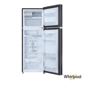 Whirlpool 235 Liters 2 Star Double Door Fridge (Crystal Mirror, 22053) Front View with Open Doors Empty