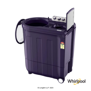 Whirlpool Ace TurboDry 8.5 Kg Semi Automatic Washing Machine (Purple Dazzle, 30208) Front Angle View with Lids Open