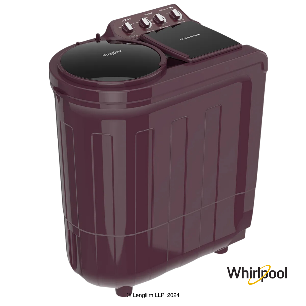 Whirlpool 7.5 Kg Ace Super Soak Semi Automatic Washing Machine (Wine Dazzle, 30274) Front Angle View