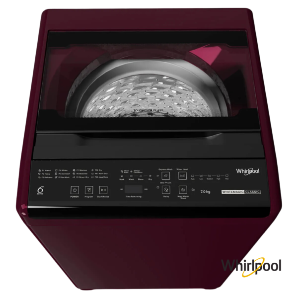 Whirlpool Whitemagic Classic 7 Kg Top Load Fully Automatic Washing Machine (Rosewood Wine, 31607) Top Angle View