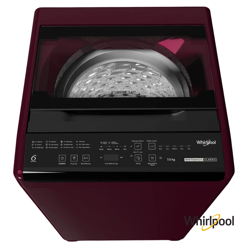 Whirlpool Whitemagic Classic 7 Kg Top Load Fully Automatic Washing Machine (Rosewood Wine, 31607) Top Angle View