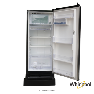 Whirlpool 192 Liters 3 Star Single Door Fridge with Zeolite Technology (Alpha Steel, 73132) Front View with Door Open