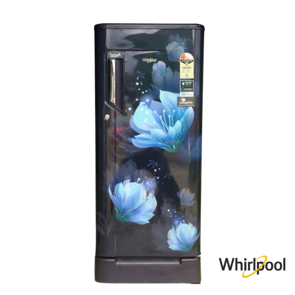 Whirlpool 184 Liters 2 Star Single Door Fridge with Base Stand Drawer (Sapphire Belite, 73214) Front View