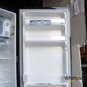 Whirlpool 184 Liters 3 Star Single Door Fridge with Base Stand Drawer (Sapphire Serena, 73218) Fridge Door Shelf Upper View