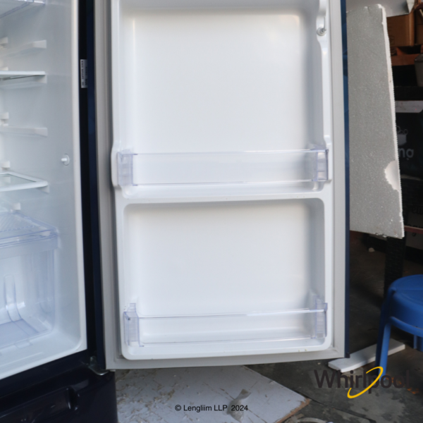 Whirlpool 184 Liters 3 Star Single Door Fridge with Base Stand Drawer (Sapphire Serena, 73218) Fridge Door Shelf Lower View