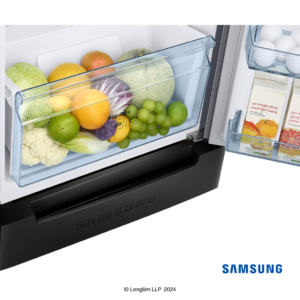 Samsung 236 Liters 2 Star Double Door Fridge with Base Stand Drawer (Elegant Inox, RT28C3832S8) Vegetable Box