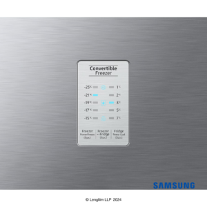 Samsung 236 Liters 2 Star Double Door Fridge with Base Stand Drawer (Elegant Inox, RT28C3832S8) Control View