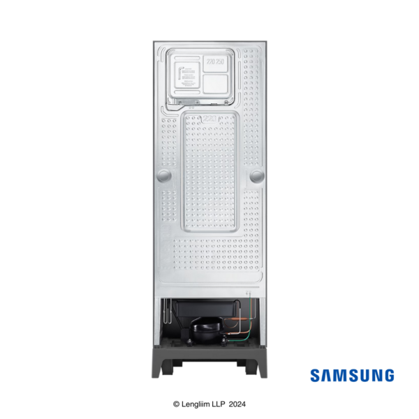 Samsung 236 Liters 2 Star Double Door Fridge with Base Stand Drawer (Elegant Inox, RT28C3832S8) Back View
