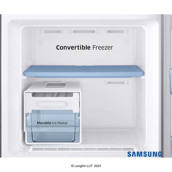 Samsung 236 Liters 2 Star Double Door Fridge with Base Stand Drawer (Elegant Inox, RT28C3832S8) Convertible Freezer