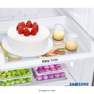 Samsung 236 Liters 2 Star Double Door Fridge with Base Stand Drawer (Elegant Inox, RT28C3832S8) Easy Slide Shelf