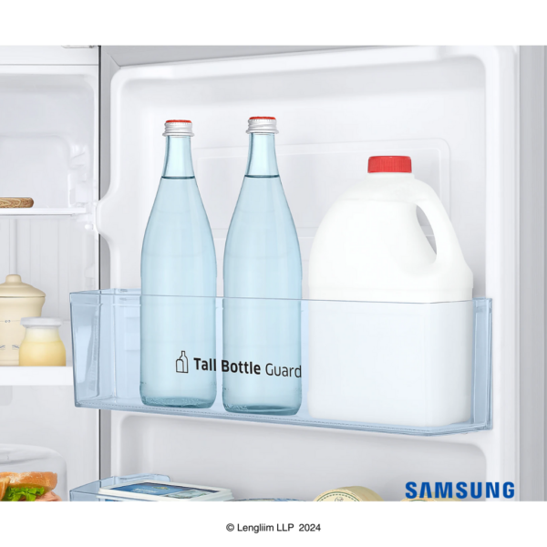 Samsung 236 Liters 2 Star Double Door Fridge with Base Stand Drawer (Elegant Inox, RT28C3832S8) Tall Bottle Guard