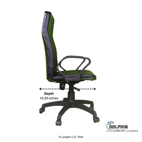 Dolphin DF 107 High Back Office Chair Side View with Dimensions