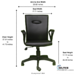 Dolphin DF 119 Medium Back Office Chair Front View Dimensions