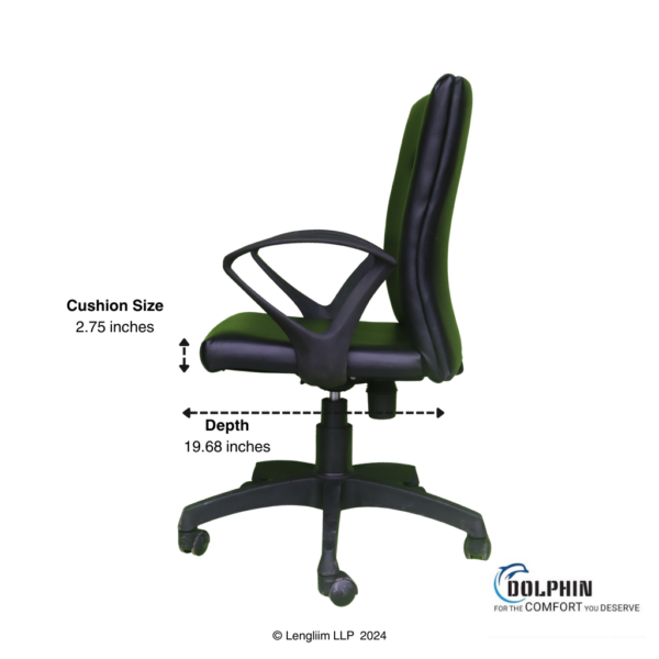 Dolphin DF 119 Medium Back Office Chair Side View Dimensions