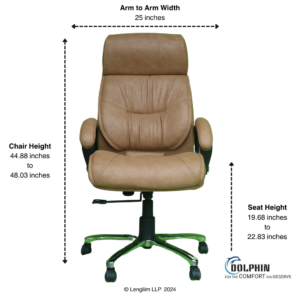 Dolphin DF 15 High Back Leatherite Office Chair Front Dimensions