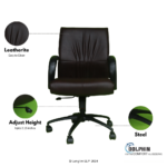 Dolphin DF 66 High Back Leatherite Office Chair Front View Features