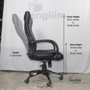 Dolphin DF 66 High Back Leatherite Office Chair Side View Dimensions