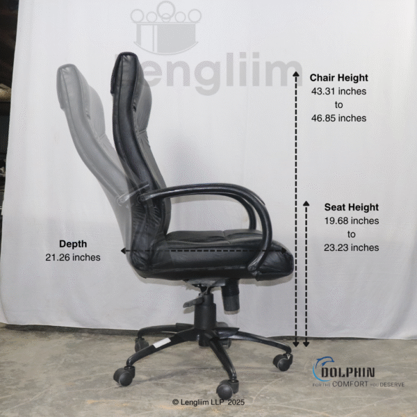 Dolphin DF 66 High Back Leatherite Office Chair Side View Dimensions
