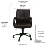 Dolphin DF 66 High Back Leatherite Office Chair Front View Dimensions