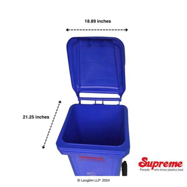 Supreme 120 Liters Dustbin with Wheels (Blue) Dimensions Top View